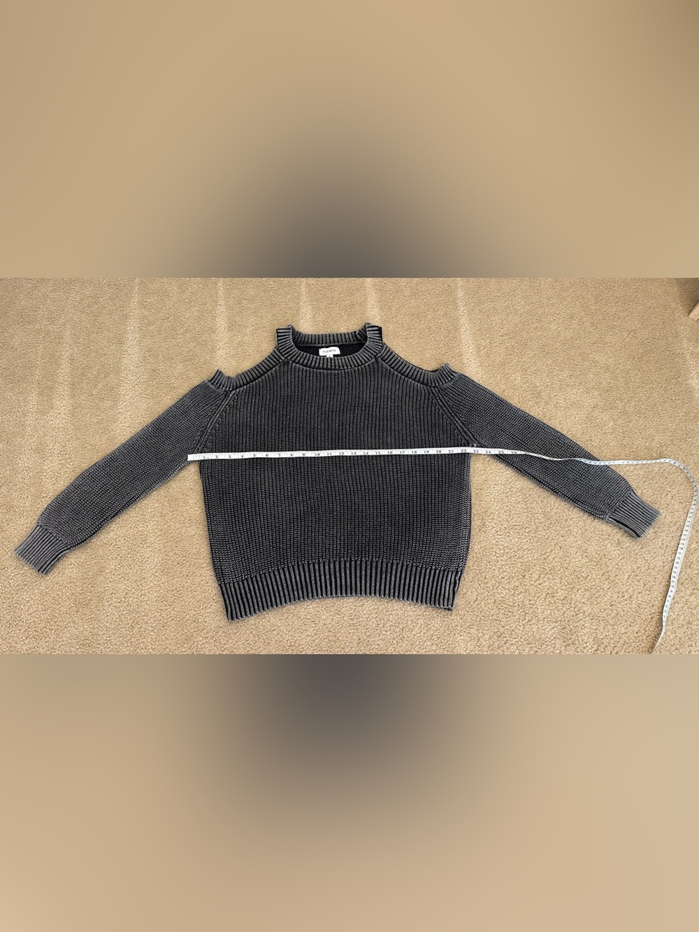 Evereve Cold-Shoulder Knit Sweater 100% Cotton Gray